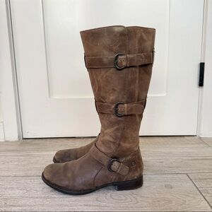 Born Umbra Women’s Riding Boots Sz 10.5 Brown Leather Distressed Zip & Buckle